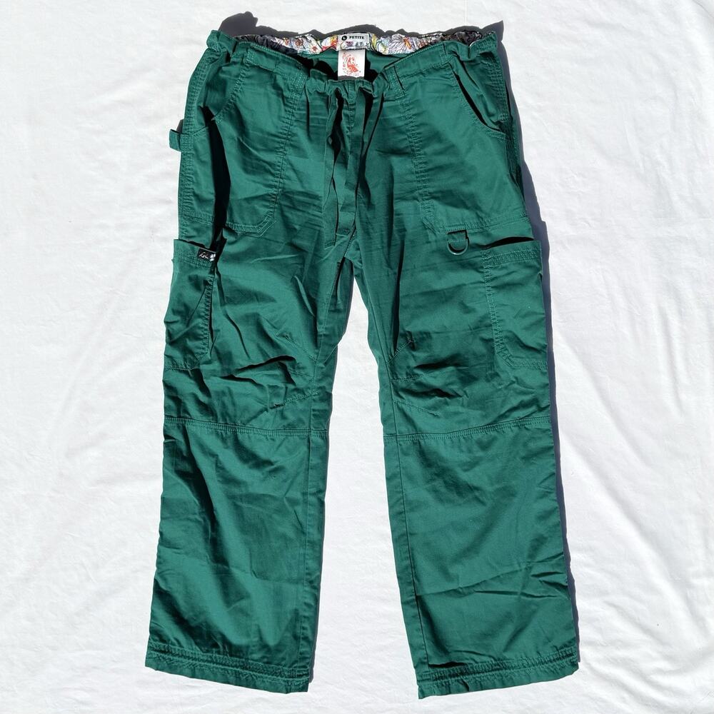 Koi Lindsey Cargo Scrub Pants Womens Large Petite Green